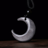 Silver Sheen Obsidian Yin Yang Pendant - Water fire patina on black volcanic rock, yin yang necklace