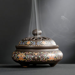 Dragon Floral Ceramic Backflow Incense Burner | Meditation & Peace
