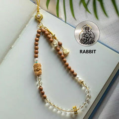 Natural Sandalwood & Crystal Phone Charm for Zodiac Year Protection