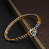 925 Sterling Silver Button Weave Bracelet – Multicolored / 17cm, image 2, healing bracelet