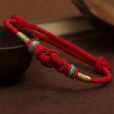 Red String Jade Fortune Knot Braided Couple Bracelet – Red String&Jade(Wrist Circumference 14-22cm), image 1, healing brac...