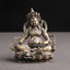 Yellow Jambhala Copper Buddha Statue – front view showing vibrant flag string, healing blessings decor