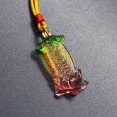 Buddha Liuli Lotus Necklace – blue liuli crystal pendant with lotus flower center, spiritual jewelry