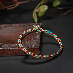 Bracelet tressé de protection en fil de cinq couleurs fait main au Tibet