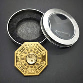 Brass Bagua Amulet - yin-yang medallion with eight trigrams in metal gift tin, Chinese feng shui talisman