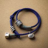 Om Mani Padme Hum Carved Double Wrap Bracelet – Blue(Wrist Circumference 14-16cm)(2 Circle) – Om Mani Padme Hum front view...