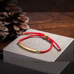 Tibetan Red String Bracelet With Om Mani Padme Hum