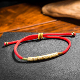 Tibetan Red String Om Mani Padme Hum Bracelet – Gold, image 1, healing bracelet
