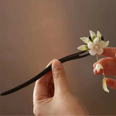 Jade Orchid Wooden Hairpin – option1144, image 1, spiritual ring