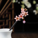 Chinese Wooden Hair Stick with Silk Flower & Tassel – option1879, image 1