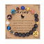 Zodiac Crystal Beaded Bracelet – Aries with ram charm, healing crystals and lava stones on kraft card