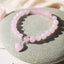 Natural Multi-Stone Love Heart Healing Bracelet - Rose quartz variant with soft pastel pink translucent beads, curved tube centerpiece, and heart-shaped charm