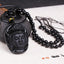 Black Obsidian Avalokitesvara Pendant - carved Guanyin bodhisattva with gold mantra bead on beaded chain, styled on teapot, Protective