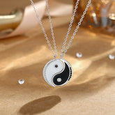 925 Sterling Silver Yin Yang Harmony Necklace Pendant – Split pendant set on silver chains, crystal accents, couples jewelry