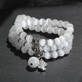 Cat Eye PiXiu Triple Wrap Bracelet – White Cat's Eye, image 1, healing bracelet