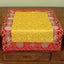 Dragon Vajra Altar Table Runner – Gold center red brocade on wooden cabinet, ceremonial