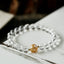 Black Obsidian White Crystal Onyx Dragon Bracelet - Clear crystal beads with rutilated quartz focal bead on marble, Clarity