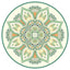 Tibetan Lotus Mandala Yoga Mat green lotus mandala round design, sage and terracotta on cream, bohemian botanical decor
