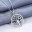 Tree of Life Sterling Silver Necklace – openwork tree pendant on blue-gray fabric, 925 silver box chain, creation pendant