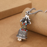 Tibetan Vajra Bell Pendant – Ornate ghanta bell with turquoise and coral inlays, Tibetan jewelry