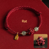 Cinnabar Hetian Jade Chinese Zodiac Bracelet – Rat(Wrist Circumference 14-18cm), image 1, healing bracelet