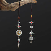 Tibetan Vajra Dorje Car Hanging – Vajra and ghanta bell pair on driftwood, protection amulet, Tibetan jewelry