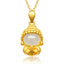 White Jade Buddha Success Pendant Necklace – Gold pendant with jade Buddha on chain, front view, empowerment jewelry