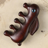 Red & Green Sandalwood Bunny Massage Comb – Small Leaf Red Sandalwood 80*44*15mm, image 1