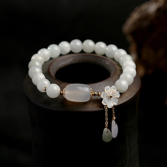 Natural White Jade Luck Bracelet, image 1, healing bracelet