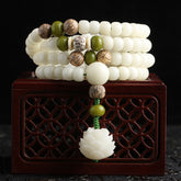 Jade Bodhi Lotus Mala Bracelet – 6*8mm, image 1, healing bracelet