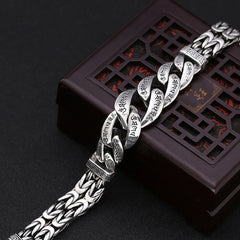 Om Mani Padme Hum Bracelet – Dual chain style with mantra engraving, men's bracelet
