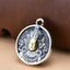 925 Sterling Silver Green Tara Necklace - Close-up round pendant with blue gem detail, spiritual amulet