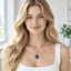Gold Plated Copper Blue Evil Eye Pendant Necklace - model front