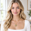 Gold Plated Copper Round Multicolor Evil Eye Necklace - model front