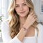 Lavender Purple Stone Evil Eye Bracelet - model front