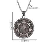 Seven Archangels Pendant – Front view with size chart 5.2x4cm on white, magic circle seal necklace