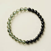 Obsidian Green Phantom Bracelet – top-down view with black obsidian and green phantom quartz beads