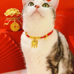 Collier porte-bonheur du Nouvel An pour animaux, chaîne de corde rouge ajustable