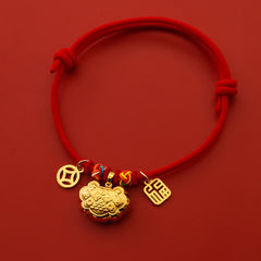 New Year Lucky Lock Bell Collar Gold Red Pet Cat Dog Safe Keeper Necklace