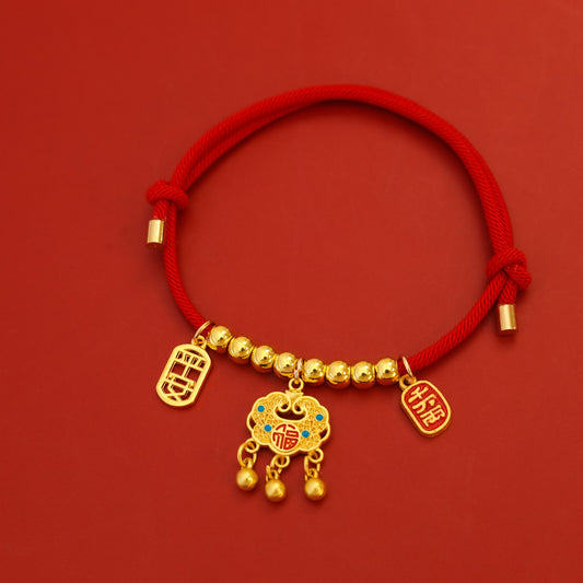 Snake Year Red Lock Pet Collar – Safety / S 18-35CM, front view, amulet necklace