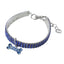 Stretchy Rhinestone Pet Collar – Royal blue 3-row crystal band with bone charm, elastic metal mesh, blue dog collar