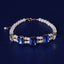 Crystal Rhinestone Pearl Cat Collar – Blue / M (27-35cm), angled view
