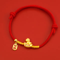 Collier porte-bonheur pour animaux de compagnie Année du Cheval 2026, corde tressée rouge avec pendentif plaqué or, collier pour chat/chien