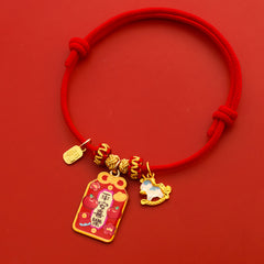 Gold Red New Year Collar for Cats & Dogs with Fortune Charm Pet Necklace Decor