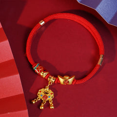 Red Rope Collar for Pets, Adjustable Safe Buckle, Chinese New Year Lucky Gift with Fortune Koi, YuanBao, Safety Buckle