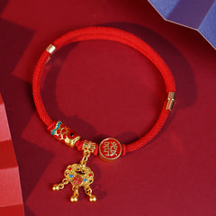 Red Rope Collar for Pets, Adjustable Safe Buckle, Chinese New Year Lucky Gift with Fortune Koi, YuanBao, Safety Buckle