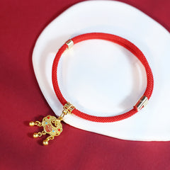 Red Rope Collar for Pets, Adjustable Safe Buckle, Chinese New Year Lucky Gift with Fortune Koi, YuanBao, Safety Buckle