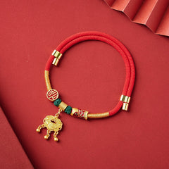 Handmade New Year Adjustable Pet Collar Necklace with Blessing Lock for Cats Dogs