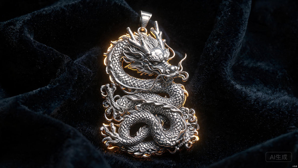 Silver dragon pendant symbolizing protection and power in dragon jewelry