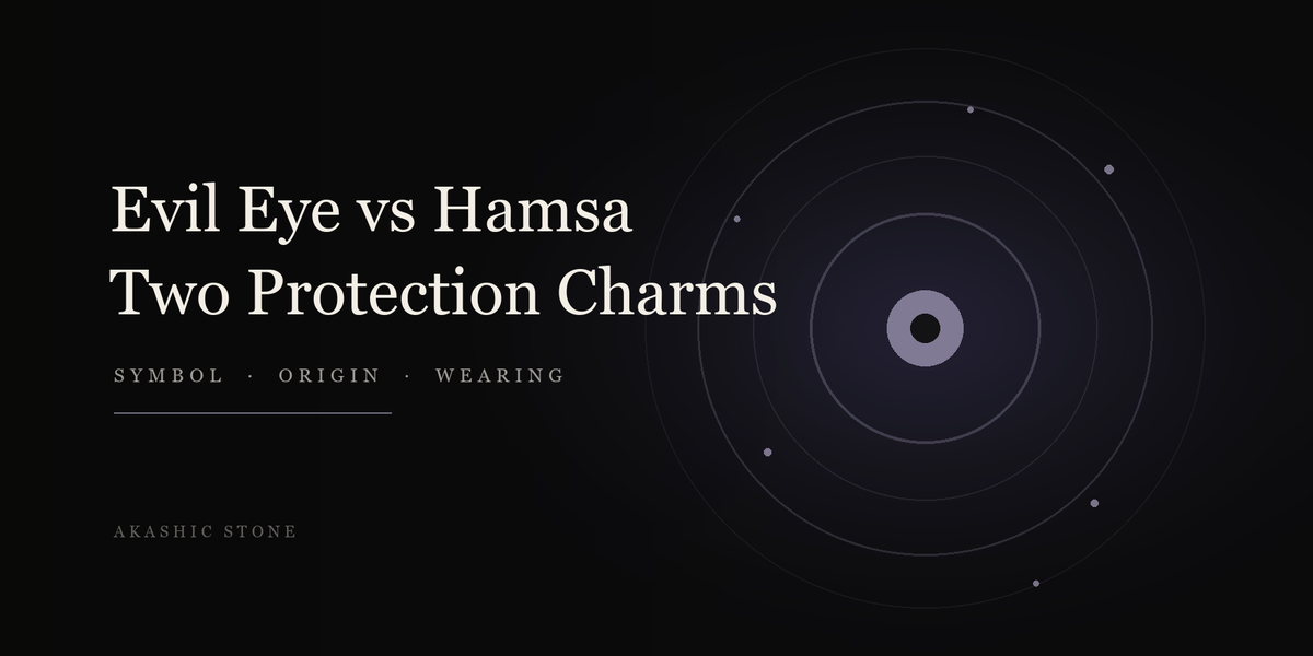 Evil eye and hamsa hand protection charms shown together